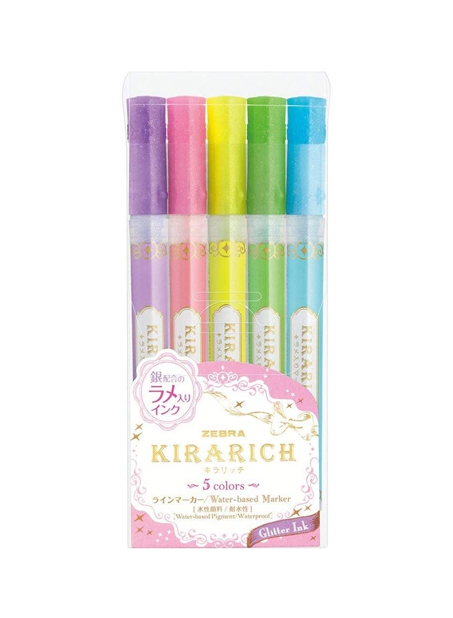 ZEBRA 5-Piece Glitter Highlighter Set Multicolour  - Image 1
