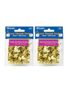 Bazic 400-Piece Brass-plated Thumb Tacks Gold 