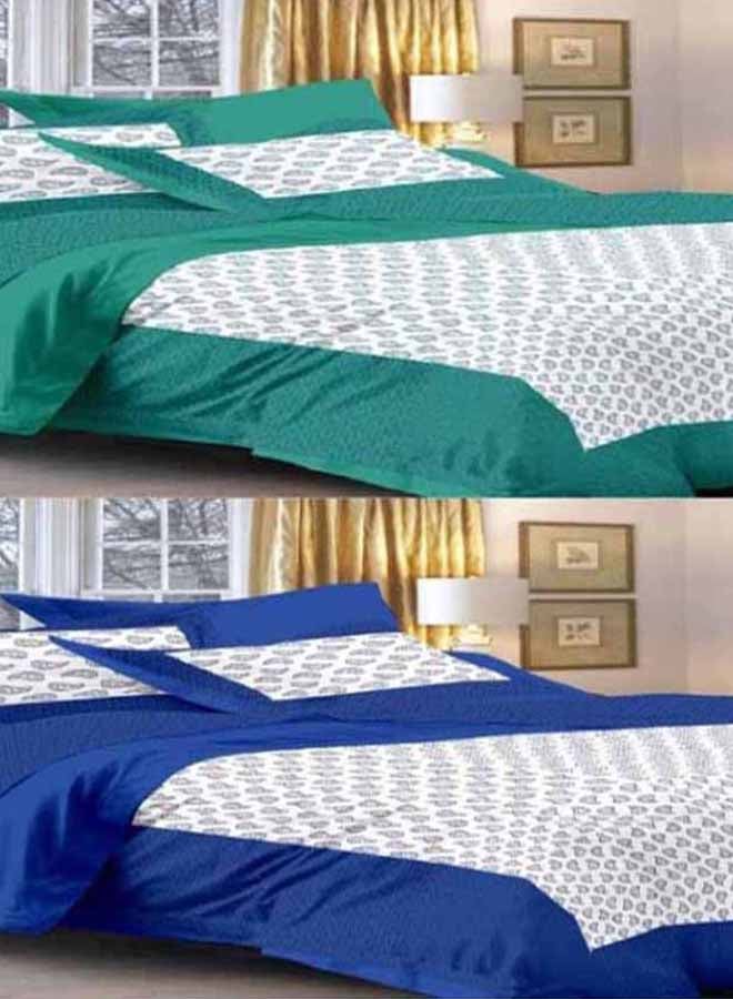 Set of 2 Printed Flat Bedsheet cotton Multicolour Double