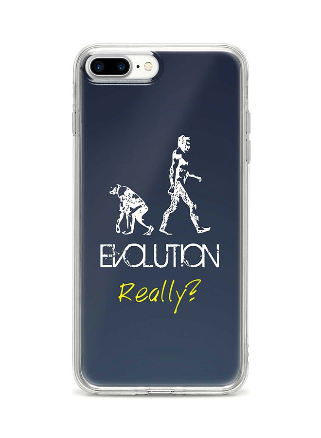 غطاء حماية واق لهاتف أبل آيفون 8 بلس طبعة كاملة بلون رمادي وتصميم بعبارة"’Evolution, Really"