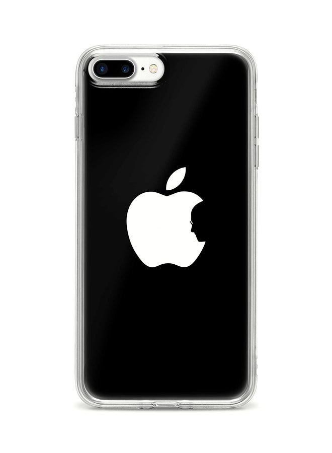 ستايلايزد غطاء حماية واقٍ لهاتف أبل آيفون 8 بلس نمط أسود مطبوع بالكامل بتصميم تفاحة للمخترع ستيف