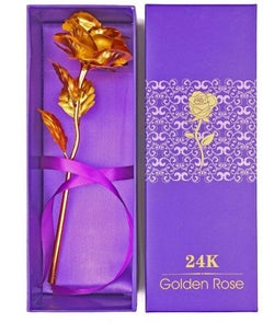 24K Gold Plated Rose Flower With Gift Box Gold