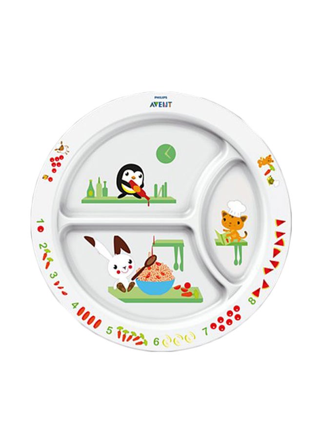 PHILIPS AVENT Toddler Divider Printed Pattern Plate for Newborn, White/Green/Black - 2012835  - Image 1