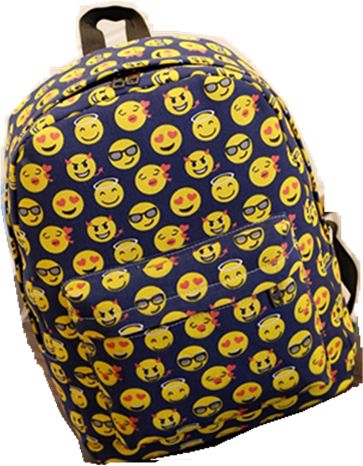 Emoji Printed Backpack Blue/Yellow 