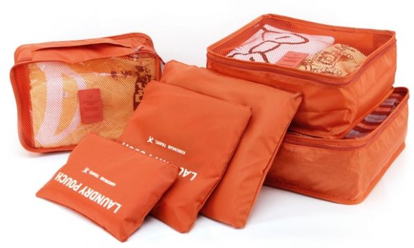 6-Piece Travel Storage Bag Orange
