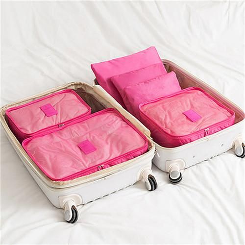 6-Piece Set Travel Storage Bag Set Pink  - Image 4