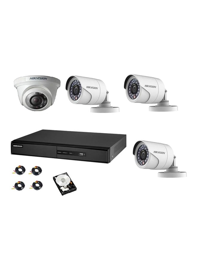 هيك فيجن طقم كاميرا مراقبة تيربو HD DVR بأربع قنوات