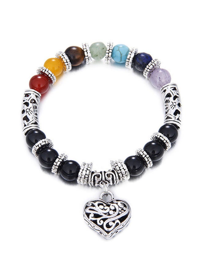 Sharpdo Heart Pattern Charm Beaded Bracelet