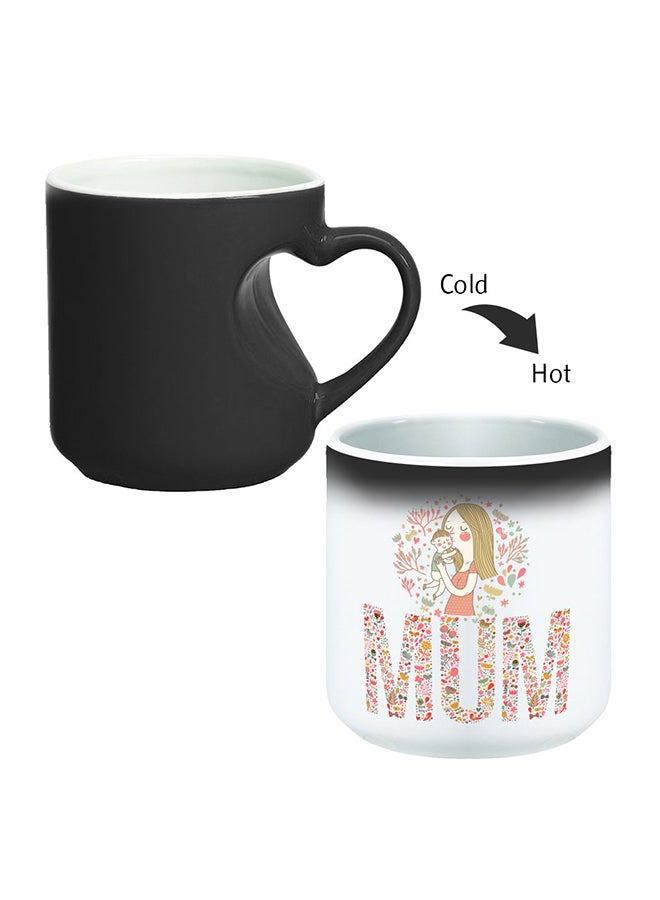 Decalac Mum Printed Magic Coffee Mug With Inner Heart Handle Black 
