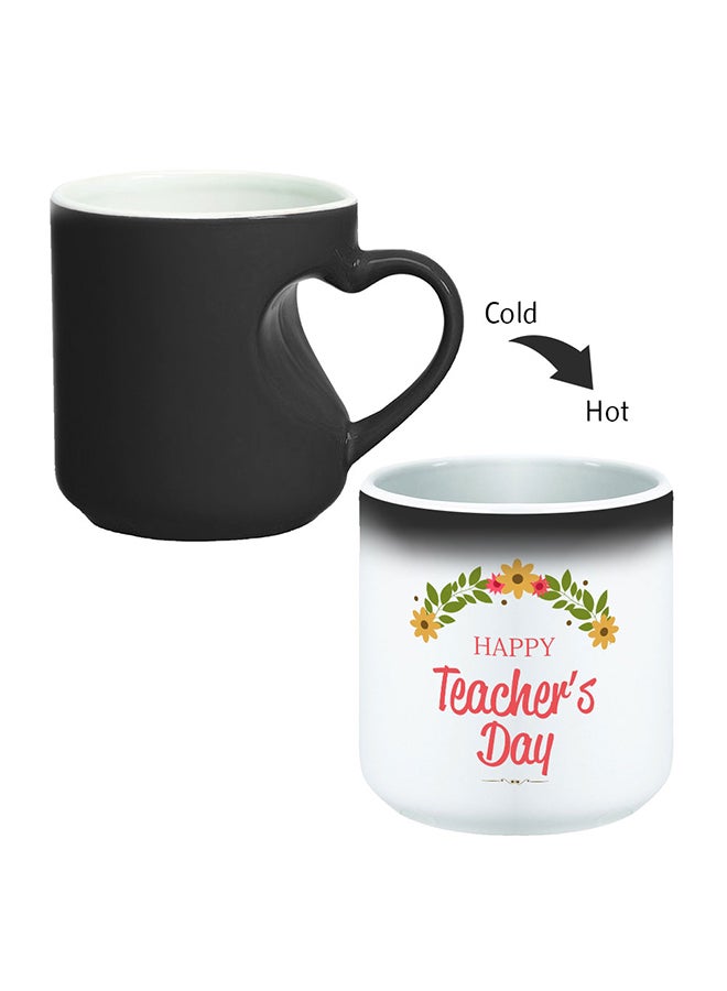 Decalac Happy Teachers Day Printed Magic Coffee Mug With Inner Heart Handle Black 
