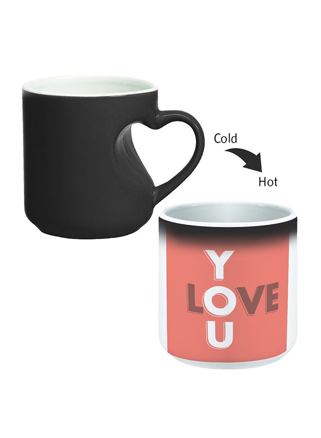 Decalac I Love You Printed Magic Coffee Mug With Inner Heart Handle Black 