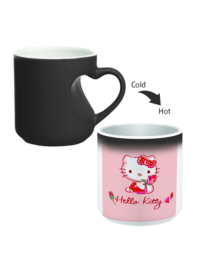 Decalac Hello Kitty Printed Magic Coffee Mug With Inner Heart Handle Black 