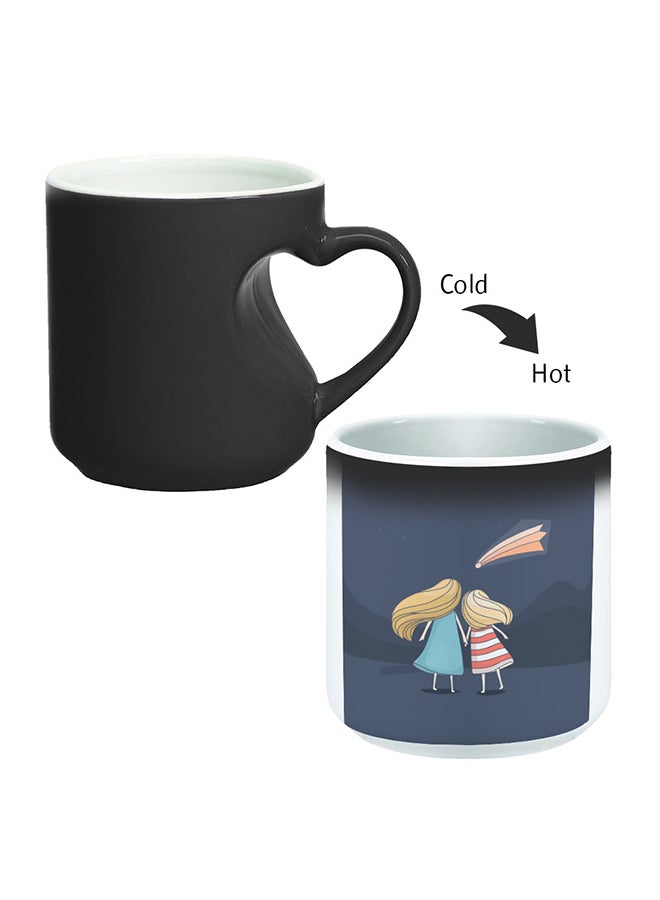 Kids Wishes Printed Magic Coffee Mug With Inner Heart Handle Black