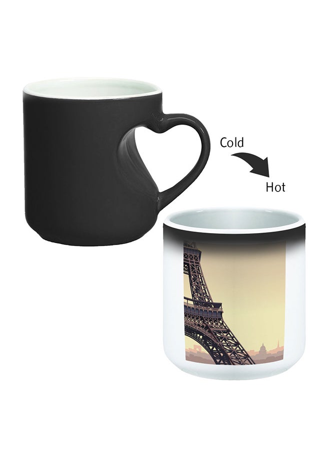 Decalac Painting - Paris Printed Magic Coffee Mug With Inner Heart Handle Black