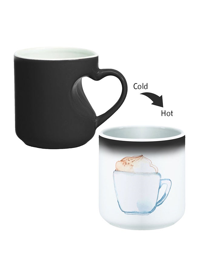 Decalac Cup Of Coffee In A Foam Printed Magic Coffee Mug With Inner Heart Handle Black 