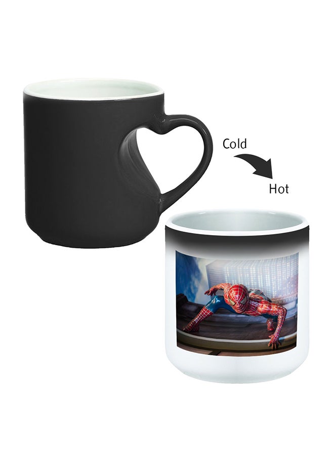 Decalac Spider Man Printed Magic Coffee Mug With Inner Heart Handle Black 