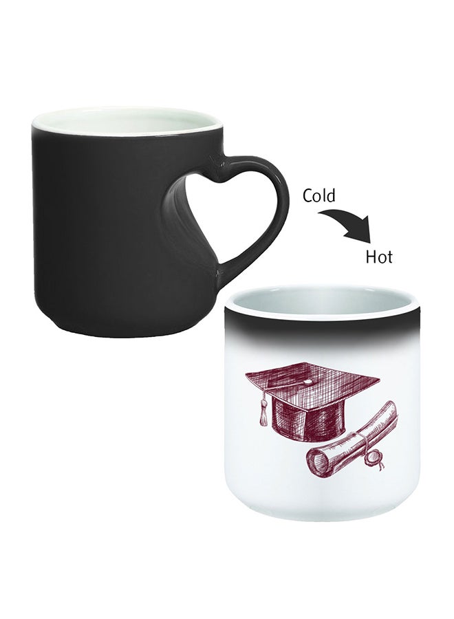 Decalac Graduation Day Logo Printed Magic Coffee Mug With Inner Heart Handle Black