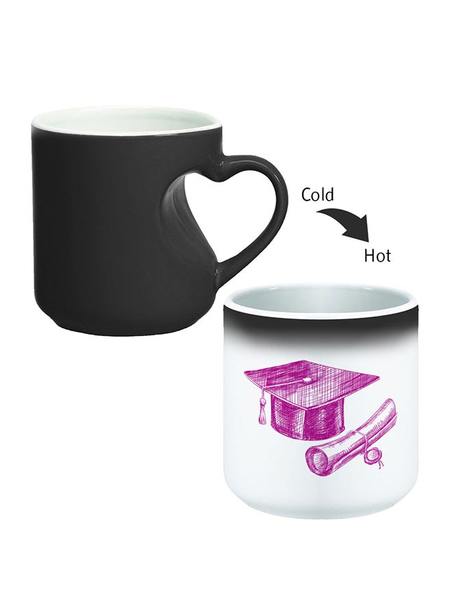 Decalac Graduation Day Logo Printed Magic Coffee Mug With Inner Heart Handle Black