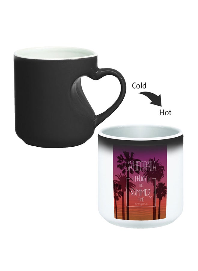 Enjoy The Summer Time Printed Magic Coffee Mug With Inner Heart Handle Black