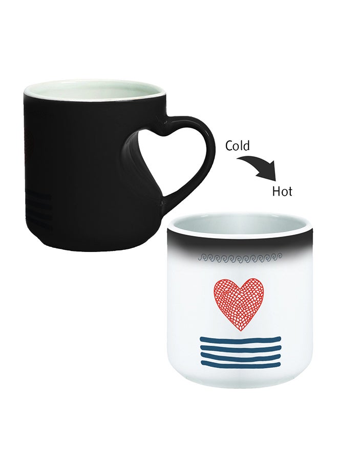 ديكالاك قدح قهوة بطبعة سحرية بشكل شبكة صيد على شكل قلب بمقبض بشكل قلب أسود