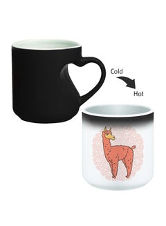 Decalac The Lama Printed Magic Coffee Mug With Inner Heart Handle Black 
