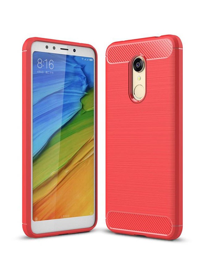 Brushed Carbon Fiber Protective Case  Cover For Xiaomi Redmi 5 Plus Red