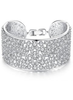 Rhodium Plated Cubic Zirconia Crystal Studded Bangle