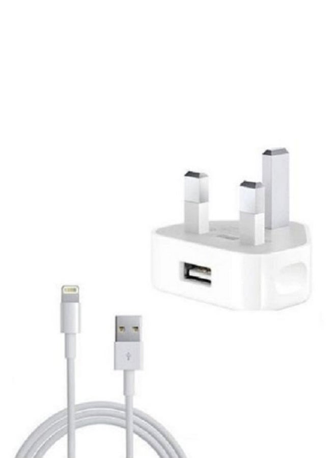 Generic - USB Wall Charger With Lightning Data Sync Charging Cable White - Image 1