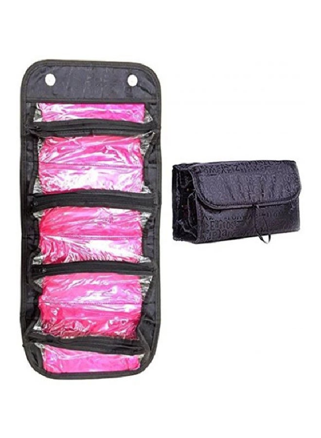 منظم مستحضرات تجميل معلق أسود/وردي/شفاف - Image 2