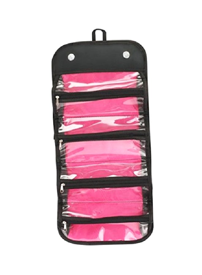 منظم مستحضرات تجميل معلق أسود/وردي/شفاف - Image 1