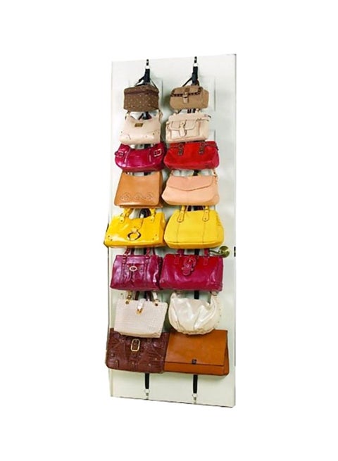 Adjustable Bag Rack With Hooks Black