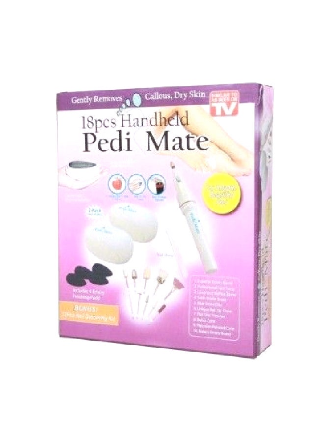 Pedi Mate 18-Piece Handheld-Professional Pedicure Set White 