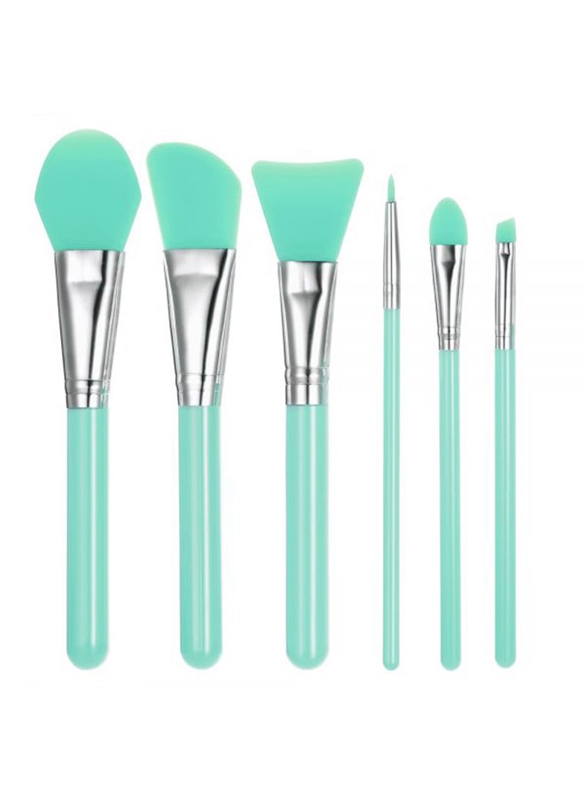 مجموعة من 6 قطع من فرش مستحضرات التجميل المصنوعة من السيليكون أخضر/فضي - Image 1