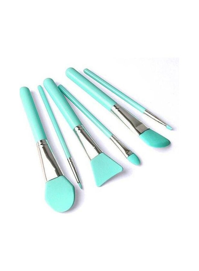 مجموعة من 6 قطع من فرش مستحضرات التجميل المصنوعة من السيليكون أخضر/فضي - Image 2