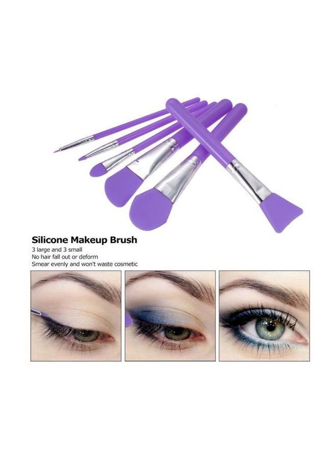 طقم فرش من السيليكون بتصميم فريد مكون من 6 قطع أرجواني / فضي - Image 3