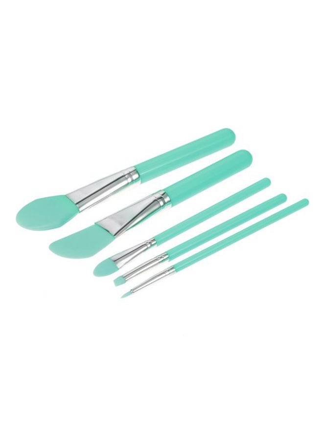 مجموعة من 6 قطع من فرش مستحضرات التجميل المصنوعة من السيليكون أخضر/فضي - Image 2