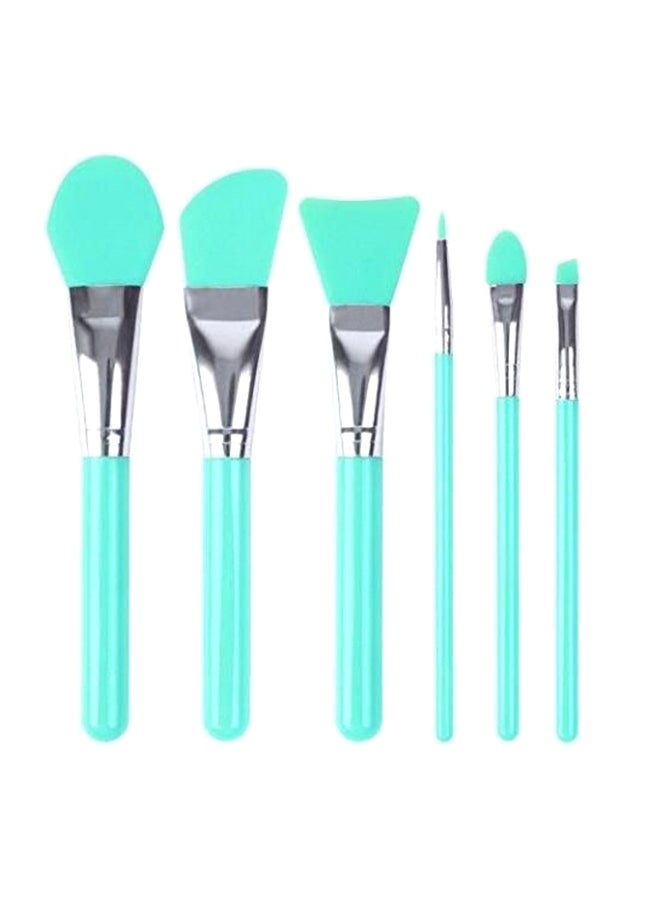 مجموعة من 6 قطع من فرش مستحضرات التجميل المصنوعة من السيليكون أخضر/فضي - Image 1