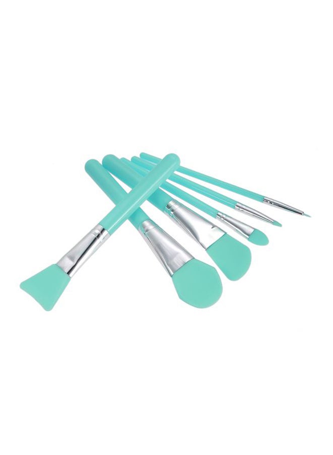 مجموعة من 6 قطع من فرش مستحضرات التجميل المصنوعة من السيليكون أخضر/فضي - Image 3