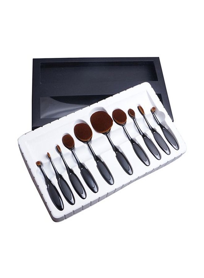 طقم فراشي مستحضرات تجميل مكون من 10 قطع أسود/بني - Image 2