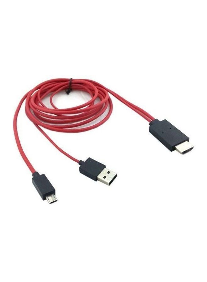 كابل Micro USB إلى كابل HDMI أحمر وأسود - Image 2