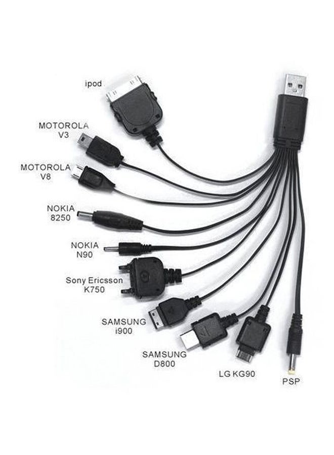 Generic - 10-In-1 Universal Multi USB Charging Cable Black - Image 1