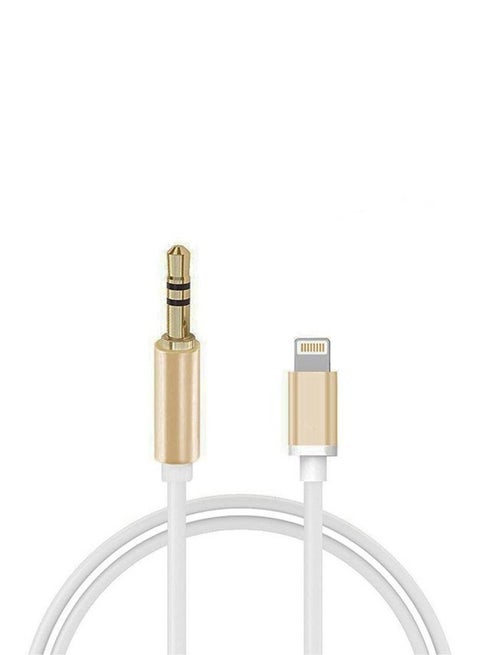 Lightning To 3.5mm Headphone Jack Adapter White/Gold