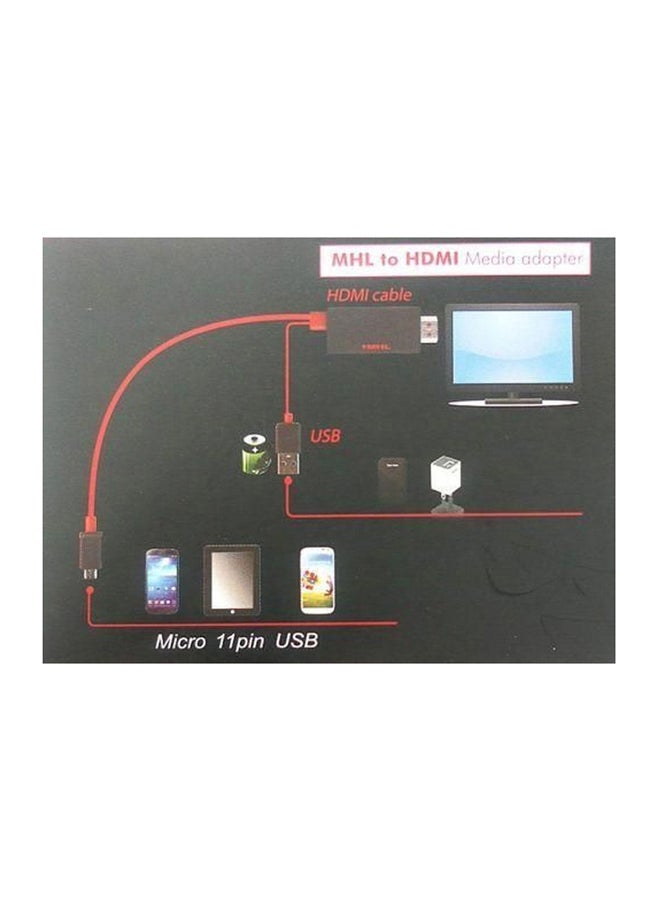 كابل Micro USB إلى كابل HDMI أحمر وأسود - Image 3