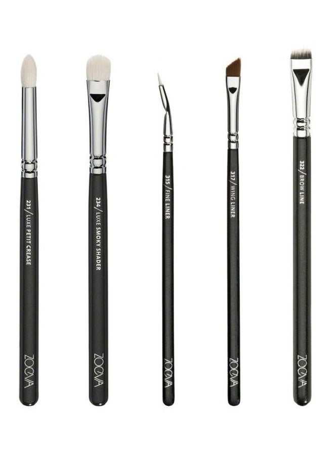 زويفا طقم فرش لمستحضرات تجميل العيون مكون من 15 قطعة أسود / فضي / أبيض - Image 4