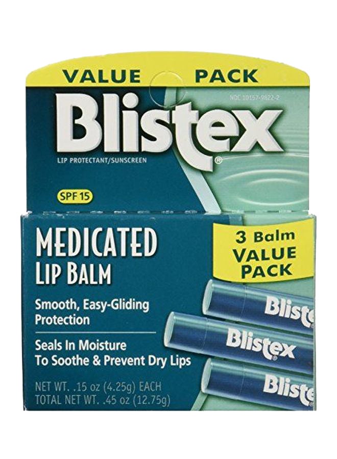 Blistex - 3-Piece Medicated Lip Balm SPF15 Clear 4.25grams - Image 1