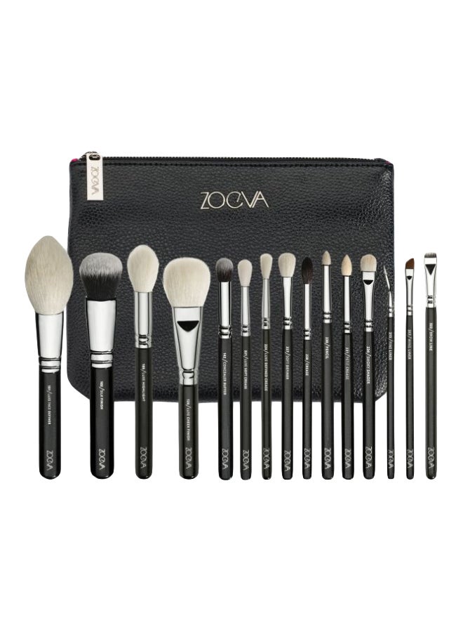 Zoeva 15-Piece Luxe Complete Set With Travel Pouch Black/Silver/White  - Image 1