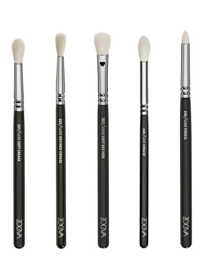 زويفا طقم فرش لمستحضرات تجميل العيون مكون من 15 قطعة أسود / فضي / أبيض - Image 3