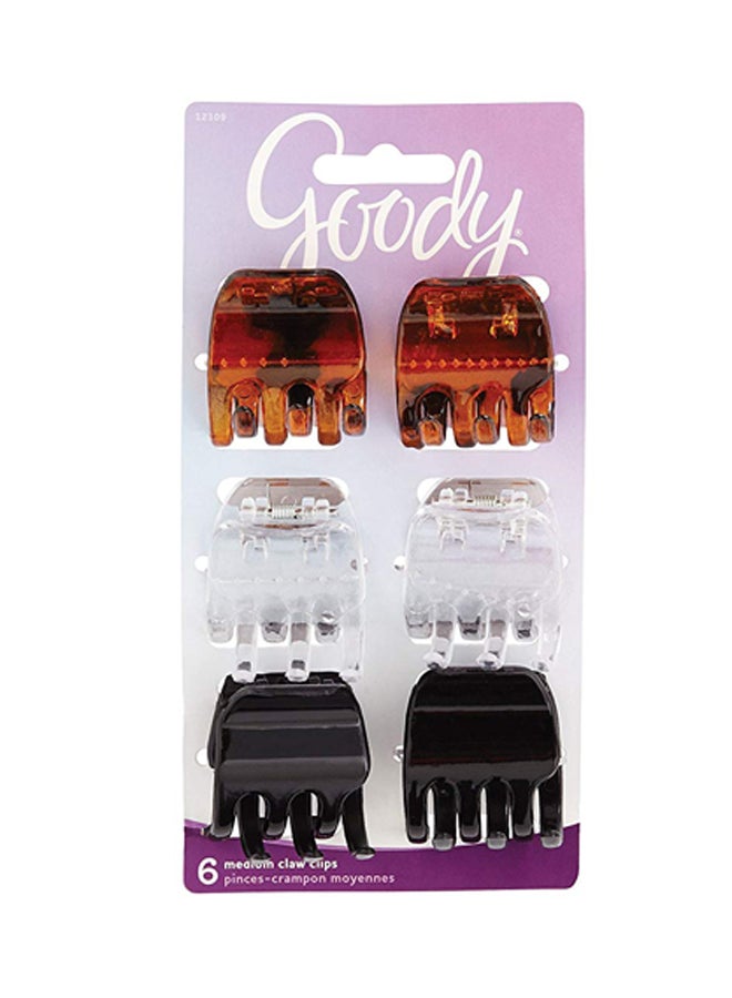 Goody 6-Piece Classics Half Claw Clip Brown, Clear and Black - Image 1