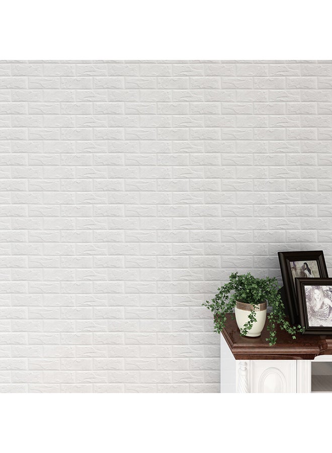 Voberry New PE Foam 3D Wallpaper DIY Stickers Wall Decor Embossed Brick Stone White - Image 1