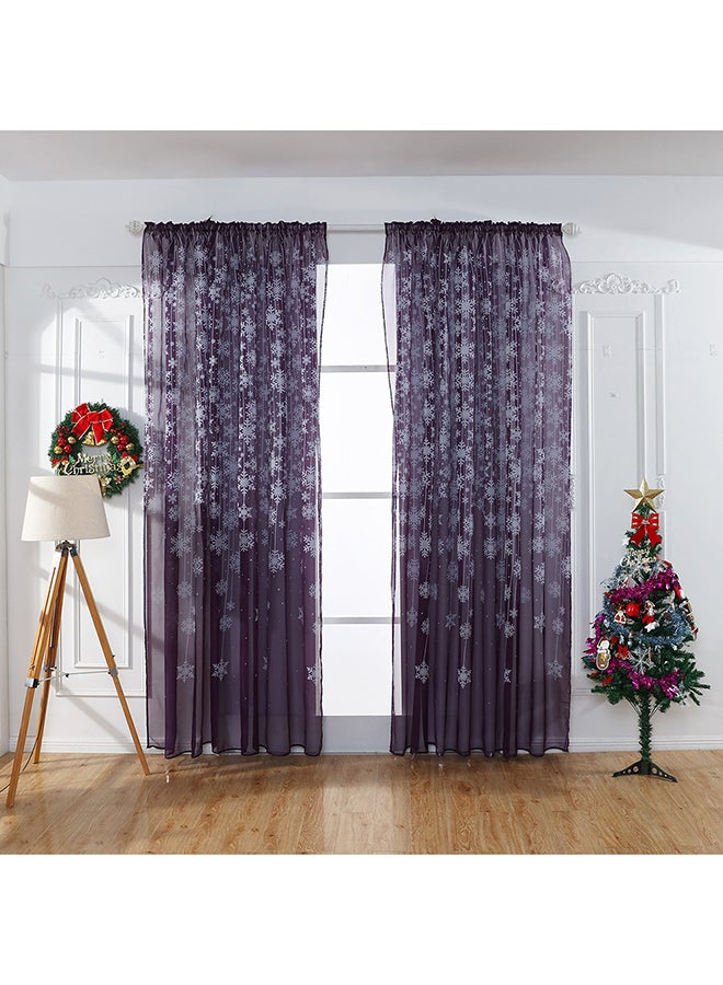 Voberry Christmas Snowflake Curtain Tulle Window Treatment Voile Drape Valance Grey/Black/White - Image 2